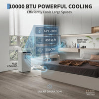 Garvee 10,000 BTU Portable Air Conditioner 3-In-1 Cooling Dehumidifier Fan For Bedrooms 450 Sq.Ft White Black Top Cover