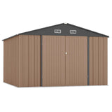 Garvee 12x10 ft Metal Outdoor Storage Shed, Rust-Resistant Galvanized Steel, Lockable Door, Sloped Roof, Brown, Backyard & Patio Storage