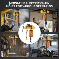 Garvee Heavy Duty Electric Chain Hoist - 1 Ton (2200 lbs) Capacity, 20ft Lift Height, 110V/120V Single Phase, Carburized Double Chain, 360° Rotatable Hooks, Wired & 328ft Wireless Remote - For Garage, Shop, Home - 1T Wire & Remote Control, Add Sling, 20ft