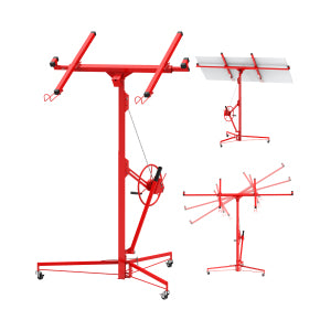 Garvee 11 ft Drywall Lift Heavy-Duty Panel Hoist With 360° Adjustable Arm Locking Wheels Black