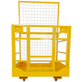 Garvee Forklift Safety Cage Heavy-Duty Steel Forklift Man Basket 43x45 in, 1800 LBS Capacity, Safety Harness & Lock, Collapsible 2-Man Aerial Platform - Yellow