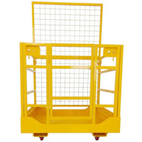 Garvee Forklift Safety Cage Heavy-Duty Steel Forklift Man Basket 43x45 in, 1800 LBS Capacity, Safety Harness & Lock, Collapsible 2-Man Aerial Platform