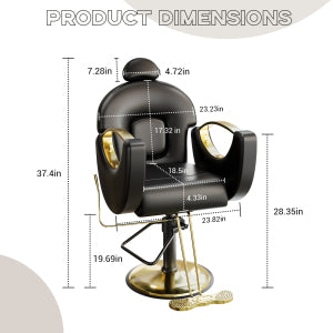 Garvee Hydraulic Reclining Barber Chair for Entryway – 360° Swivel, Adjustable Height, Heavy Duty PU Leather, Comfortable & Easy to Clean, Metal Base, Ideal for Home or Salon Storage – Black
