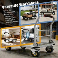 Garvee Heavy Duty Platform Truck Cart 1800LBS Capacity Steel Flatbed Dolly 36x24 Large Utility Cart Foldable Hand Truck Warehouse Garage Shipping Moving