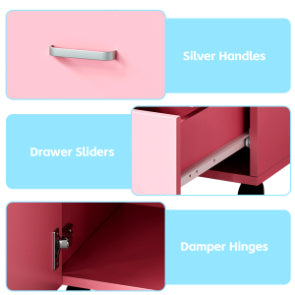 Table de manucure Garvee pour prothésistes ongulaires avec collecteur de particules électrique – Bureau portable avec 4 tiroirs, meuble latéral, roulettes verrouillables et repose-poignet, Station de beauté, Rose, norme US