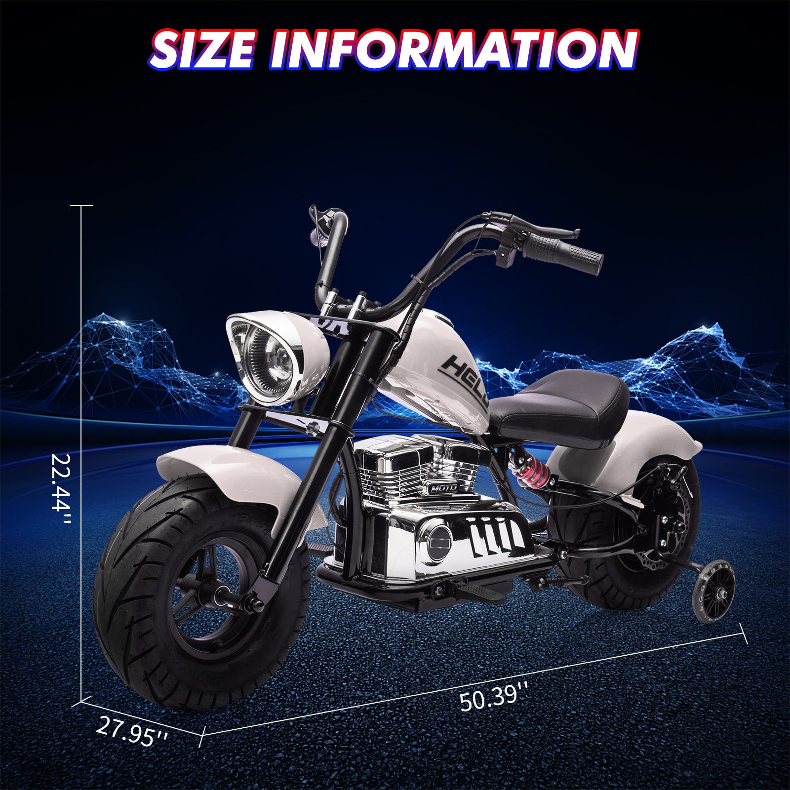 Garvee 36V Kids Electric Dirt Bike With 2 Training Wheels For Ages 14+, 350W Brushless Motor, White