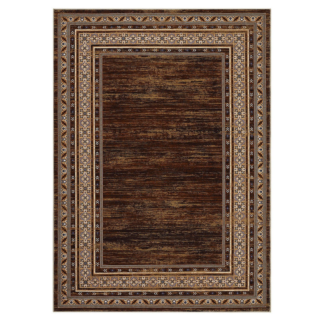 Garvee 10x13 ft Area Rug, Red Brown Geometric Washable Low Pile Polyester Carpet, Vintage Bordered Design with Stain Resistant Surface and Non Slip TPR Backing for Living Room, Bedroom, Dining Room, Nursery and Office