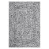 Garvee 9x12 Area Rug, Grey Printed Braided Washable Polyester Carpet, Low Pile Non Slip TPR Backing and Stain Resistant Surface, Soft Foldable Floor Cover for Living Room Bedroom Dining Room Home Office, Farmhouse Modern Indoor Decor - Grey