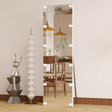 Garvee Full Body Floor Mirror, 63" x 20" Light Bulb Floor Mirror with Aluminum Frame, 3 Color LED Lights, Standing Lighted Mirror - White Frame