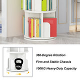 Garvee Rotating Bookshelf 3 Tier Corner Spinning Bookcase for Kids & Adults, 38.8in White