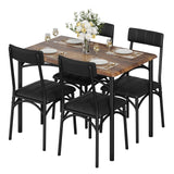 Garvee 5 Piece Dining Table Set for 4, Kitchen Table and Chairs Rectangular, Metal and Wood Dinning Room Table Furniture Set for Kitchen, Apartment, Brown - Brown