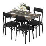 Garvee Dining Table Set for 4, Kitchen Table with 4 Upholstered Chairs, Wood Rectangular Dining Table and Chairs Set, for Small Space, Apartment, Dinner, Gray - Grey
