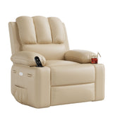 Garvee 27'' Width Electric Power Oversized Rocker Swivel Recliner Chair, USB Charger Lazy Boy for Adults, w/Vibrating Massage and Heating, 1.5X Sponge Filling for Living Room, Bedroom and Nursery - Beige