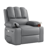 Garvee 27'' Width Electric Power Oversized Rocker Swivel Recliner Chair, USB Charger Lazy Boy for Adults, w/Vibrating Massage and Heating, 1.5X Sponge Filling for Living Room, Bedroom and Nursery - Grey