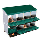 GARVEE 8-Compartment Roll-Away Chicken Nest Box - Green w/Lid Cover for Coop Laying Boxes, Nesting Boxes for Hens - Green