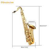 Garvee Tenor Saxophone Brass Gold Finish for Advanced Players Jazz Band Studio Performance