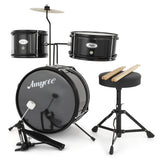 Garvee Beginner Kids 3-Piece Electronic Drum Set – Cymbal, 2 , Bass Drum with Pedal, Drumsticks, Adjustable Throne – Junior Musical Percussion Kit for Boys & Girls, Black - Black
