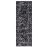 Garvee 2' x 6' Black Washable Runner Rug, Modern Geometric Low-Pile Polyester - Black