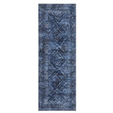 Garvee 2' x 6' Blue Washable Runner Rug, Modern Geometric Low-Pile Polyester - Blue