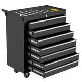 Garvee 7-Drawer Metal Rolling Tool Chest with Wheels,Heavy Duty Tool Storage Cabinet with Locking System,Toolbox with Wheels for Garage, Warehouse, Workshop, Repair Shop - Black