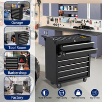 Garvee 7-Drawer Metal Rolling Tool Chest with Wheels,Heavy Duty Tool Storage Cabinet with Locking System,Toolbox with Wheels for Garage, Warehouse, Workshop, Repair Shop