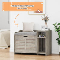 Garvee Cat Litter Box Enclosure with Cushion, Hidden Cat Litter Box Furniture, Cat Litter Box Furniture with Top Opening, Flip Top Litter Box Enclosure Cat House, Grey