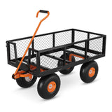 Garvee Steel Garden Cart, Garvee Heavy Duty 900 Lbs Capacity Utility Metal Wagon, with Removable Mesh Sides to Convert Into Flatbed, 180° Rotating Handle and 10" Tires - Black