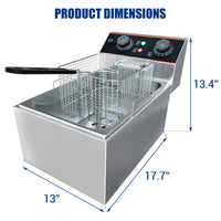 Garvee Commercial Deep Fryer with Basket Stainless Steel Electric Countertop Fryer for Restaurant and Home Use 11.55 QT 11 L Silver