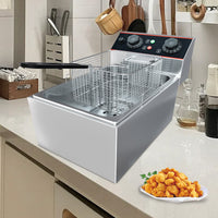 Garvee Commercial Deep Fryer with Basket Stainless Steel Electric Countertop Fryer for Restaurant and Home Use 11.55 QT 11 L Silver