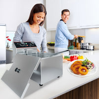 Garvee Commercial Deep Fryer with Basket Stainless Steel Electric Countertop Fryer 6.3 QT 1500W for Restaurant and Home Use