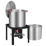 Garvee 60 Qt. Seafood Boil Pot with Basket, Outdoor Aluminum Propane Seafood Boiler with 110,000 BTUs Propane Burner and 10 PSI Regulator for Cooking Crawfish, Crab, Shrimp, Lobster