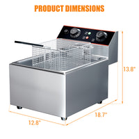 Garvee Commercial Deep Fryer with Basket Stainless Steel Electric Countertop Fryer 6.3 QT 1500W for Restaurant and Home Use