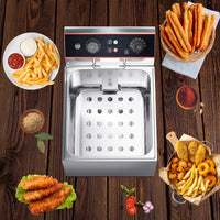 Garvee Commercial Deep Fryer with Basket Stainless Steel Electric Countertop Fryer 6.3 QT 1500W for Restaurant and Home Use