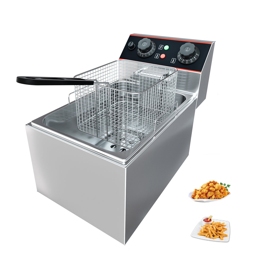 Garvee Commercial Deep Fryer with Basket Stainless Steel Electric Countertop Fryer for Restaurant and Home Use 11.55 QT 11 L Silver
