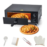 Garvee 12" Electric Pizza Oven - 1100W Countertop Stainless Steel, Adjustable Temperature & Timer, Uniform Heating for Home/Commercial Use