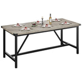Garvee 70.8" Large Farmhouse Dining Table for 6-8 People Rectangle Kitchen Table with Metal Legs, Modern Home Office Desk, Graye Desk Computer Desk for Dining Room, Living Room, Grey - Grey