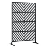Garvee 70.1" H×47.2" W Metal Privacy Screen, Freestanding Outdoor Privacy Screen with Stable Base for Deck, Porch, Patio, Outdoor and Balcony(Consists of 4 Panels), Black - Black