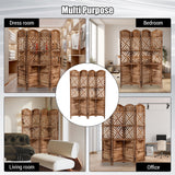 Garvee Wooden Room Divider Wall 4 Panel With Shelves For Room Separation Home Office Bedroom 67 In Antique Brown