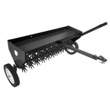 Garvee Heavy-Duty Steel Spike Aerator 40" Tow-Behind for Lawn, Farm & Garden – Adjustable Handle, Pneumatic Wheels, Durable Tray for Soil Aeration, Black - Black