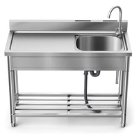 Garvee 39"W x 20"D x 37"H Freestanding Utility Sink Set - Stainless Steel Single Bowl Sink with Workbench, Storage Shelves, Faucet, and Drainboard for Restaurant, Garden, Farmhouse, Garage