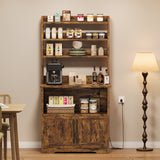 Garvee Microwave Stand Bakers Rack Cabinet With Power Outlet For Kitchen Storage 30.7"L x 15.74"W x 62.99"H Retro Brown - Retro Brown