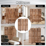 Garvee Carved Wood Room Divider 4 Panel Folding Room Dividers for Home Office Garden Terrace 67 In Antique Brown