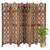 Garvee Carved Wood Room Divider 6 Panel Folding Screen for Home Office Garden Terrace 67 In Antique Brown