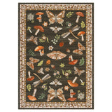 Washable Area Rug 9x12ft, Brown Mushroom and Insect Pattern, 100% Polyester Low Pile Carpet with Non Slip TPR Backing, 350gsm Foldable Floor Covering for Living Room Bedroom Dining Room Dorm Office, Stain Resistant Machine Washable Home Decor, Garvee - Brown