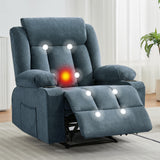 Garvee Manual Recliner Chair with Massage & Heat, 360° Swivel Glider Rocking Recliner, Living Room, Blue - Blue