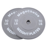 Garvee 10 lb Grey Rubber Bumper Plates, 2-Piece 20 lb Pair with 2 in Steel Center Rings, 17.71 in Standard Diameter Weight Plates for 2 in Barbells, Low-Bounce Floor-Friendly Strength Training Equipment for Home Gym, Deadlifts, Squats and Powerlifting - Grey