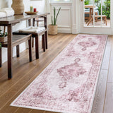 Garvee Pink Hallway Runner Rug 2x6, Soft Vintage Washable Kitchen Runner Rugs, Boho Retro Low Pile Non-Slip Rug Runners for Hallways Bedroom Laundry Room, Pink - Pink