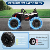 Garvee 2 Seaters 24V Kids Ride UTV Car with Remote Control, 10AH Battery, 17" EVA Quiet Wheels, White, 49.6in x 40.9in x 30.5in