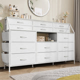 Garvee 14 Drawer Dresser, 54" TV Stand Dresser With Power Outlets And LED Lights - White