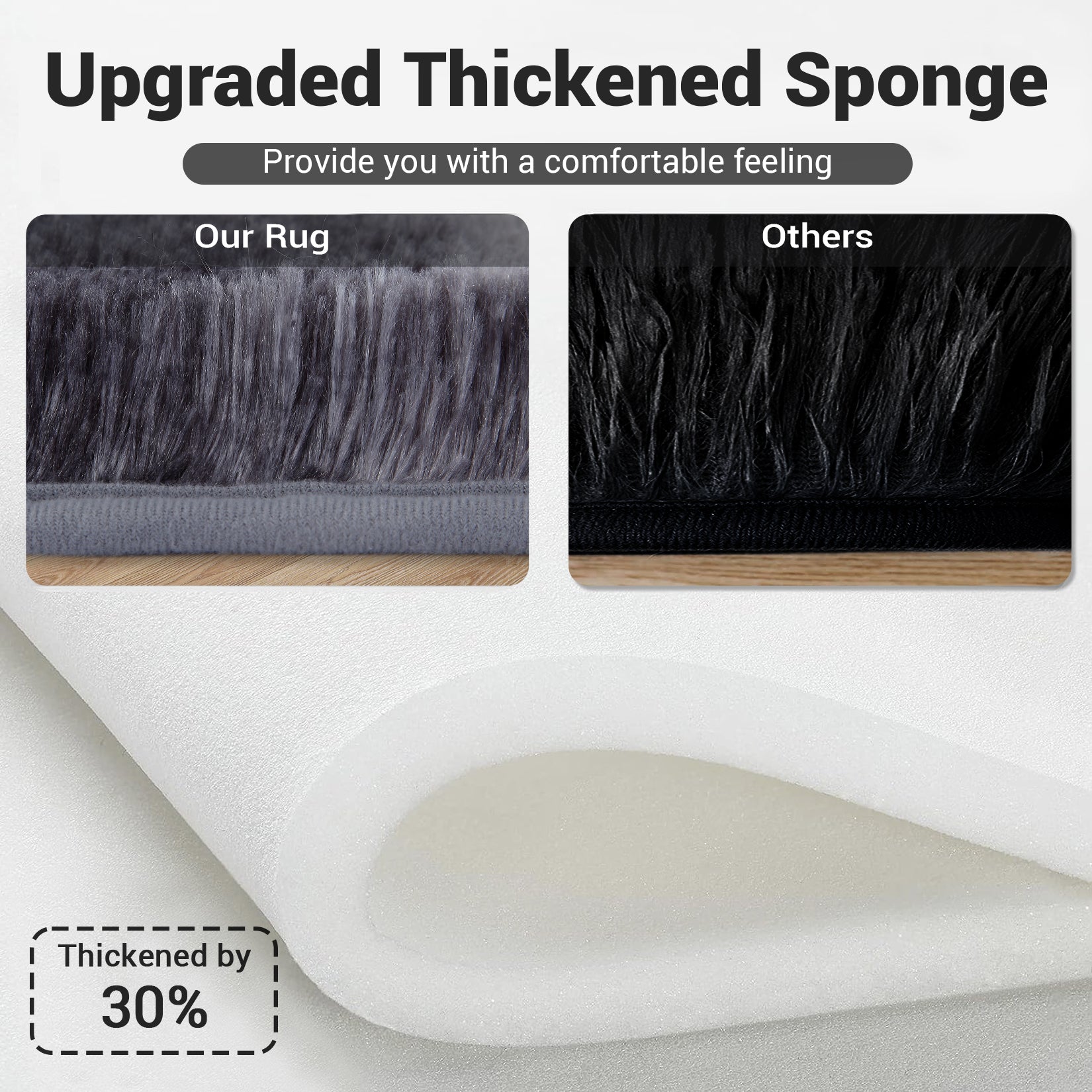Garvee Fluffy & Sheepskin Dark Grey 9x12 Area Rugs or Bedroom Furry Rug for Living Room, Fuzzy Shag Fur Rug for Nursery Room Tie-Dyed Non-Skid Plush Throw Rug Shaggy Accent Rug for Indoor Home Floor Carpet